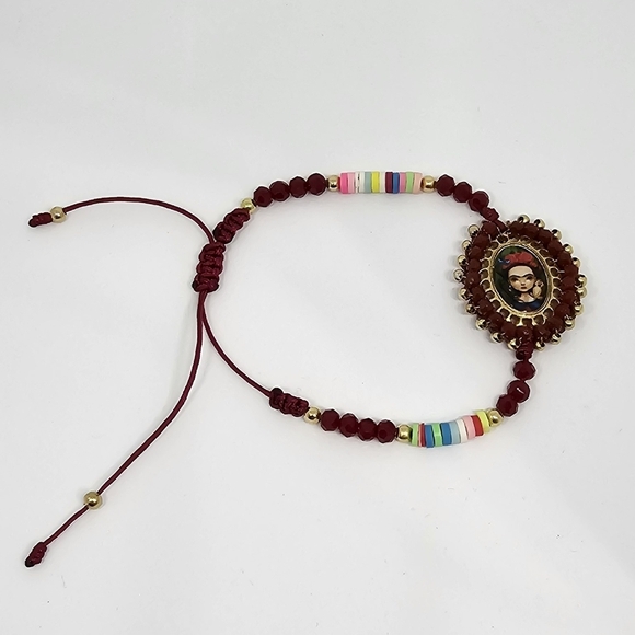 NEW Frida Kahlo Handmade Mexican Artist Beaded Red Layering Bracelet - Picture 2 of 3